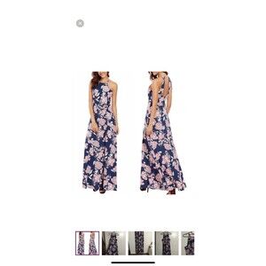 Womens Dress Floral Blue Pink Long Floor Length Halter Formal Summer Wedding S